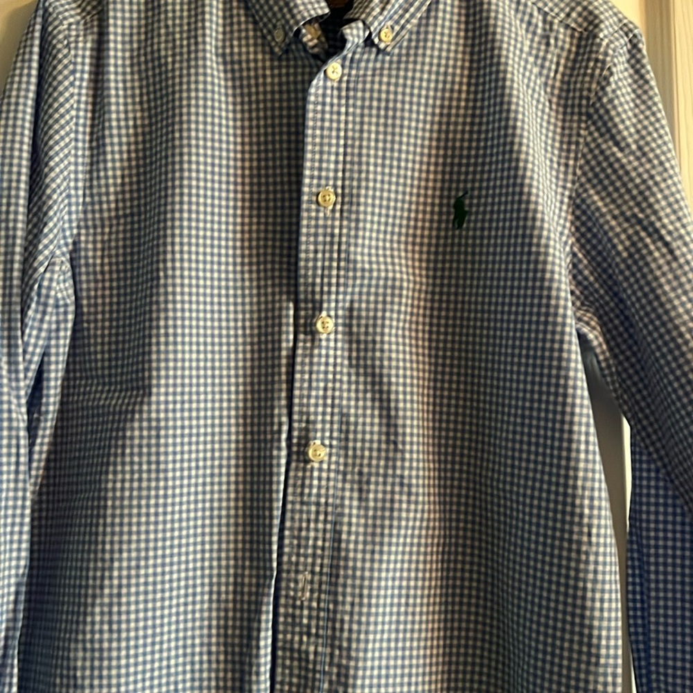 Polo blue and white checkered oxford shirt. Great condition.
